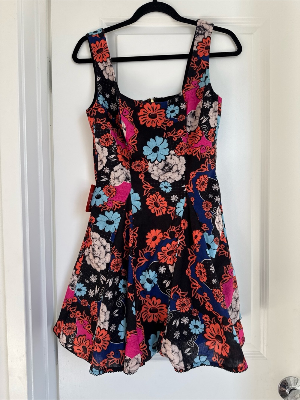 Agua Bendita Revolve Kristen Mini Dress in Dashi Black Multi Floral Large NWT